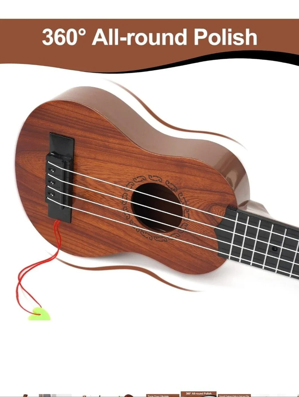 Kids Wooden Ukulele Toy - Brown Learning Guitar